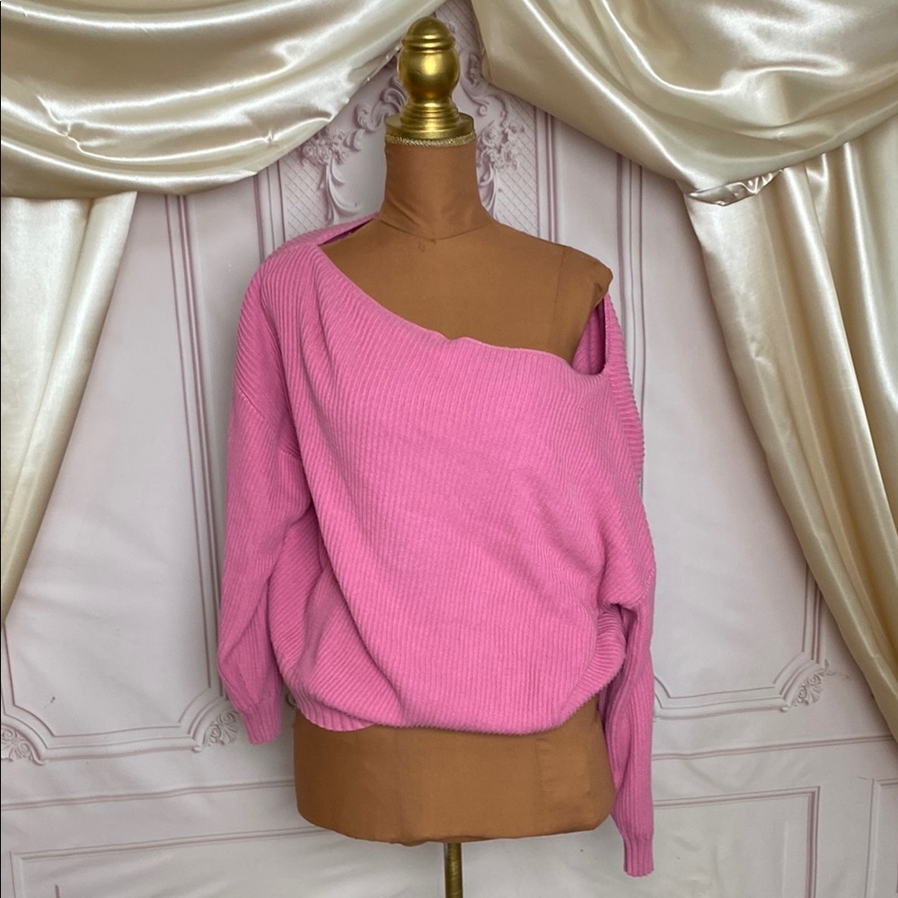 Pink Off-Shoulder Women Sweater